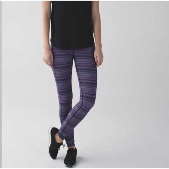 lululemon athletica Pants - Lululemon Speed Tight Size 8 Purple Space Dye Classic Sports Logo Preppy